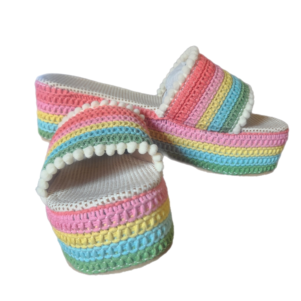 Colorful Striped Women's Platform Sandals - Picture 3 of 7